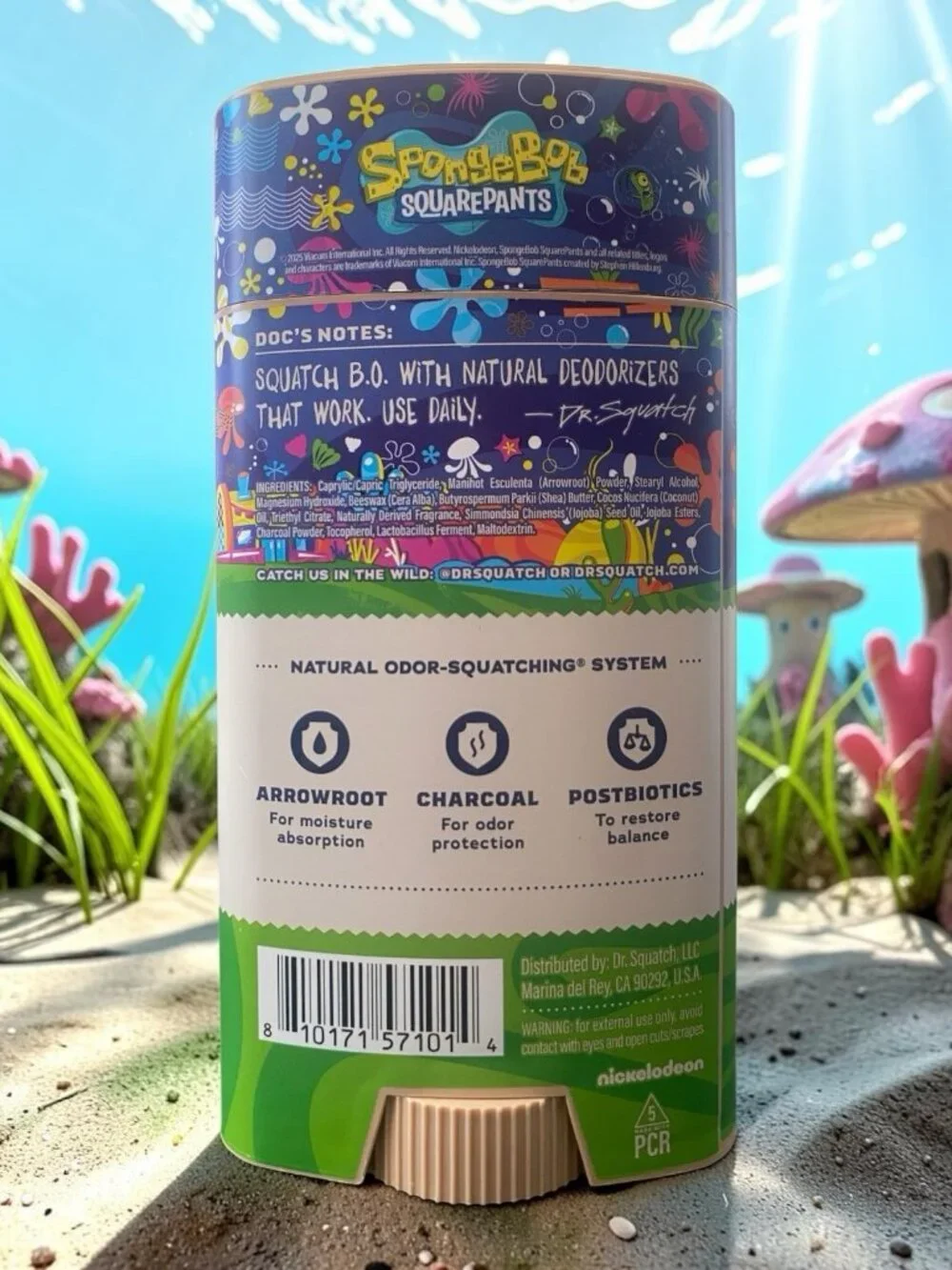 Dr. Squatch Men's Natural Deodorant Ltd Ed Spongebob Nautical Nonsense 2.65oz